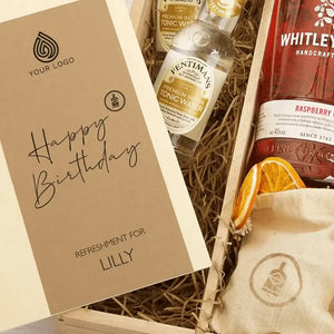 a corporate gin and tonic corporate 
birthday gift box