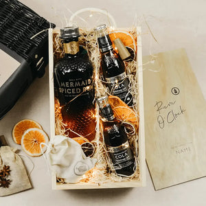 Mermaid Rum Wooden Gift Box with personalised lid