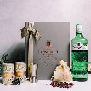Personalised Gordons Gin Gift Set in Luxury Engraved Gift Box