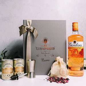 Personalised Gordons Gin Gift Set in Luxury Engraved Gift Box