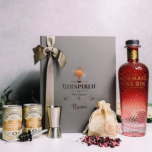 Mermaid pink gin in embossed gift box with ribbon