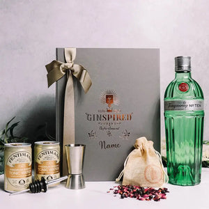 Personalised Tanqueray No 10 Dry Gin Gift Set in Luxury Engraved Gift Box
