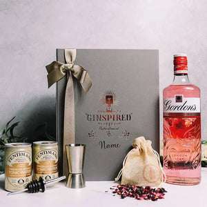 Personalised Gordons Gin Gift Set in Luxury Engraved Gift Box