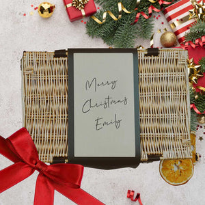 Hamper with 'Merry Christmas Emily' message