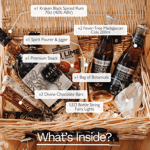 Kraken Rum Gift Hamper with labels to show what is inside