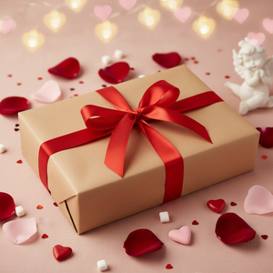 Valentine's gift wrapped box square format