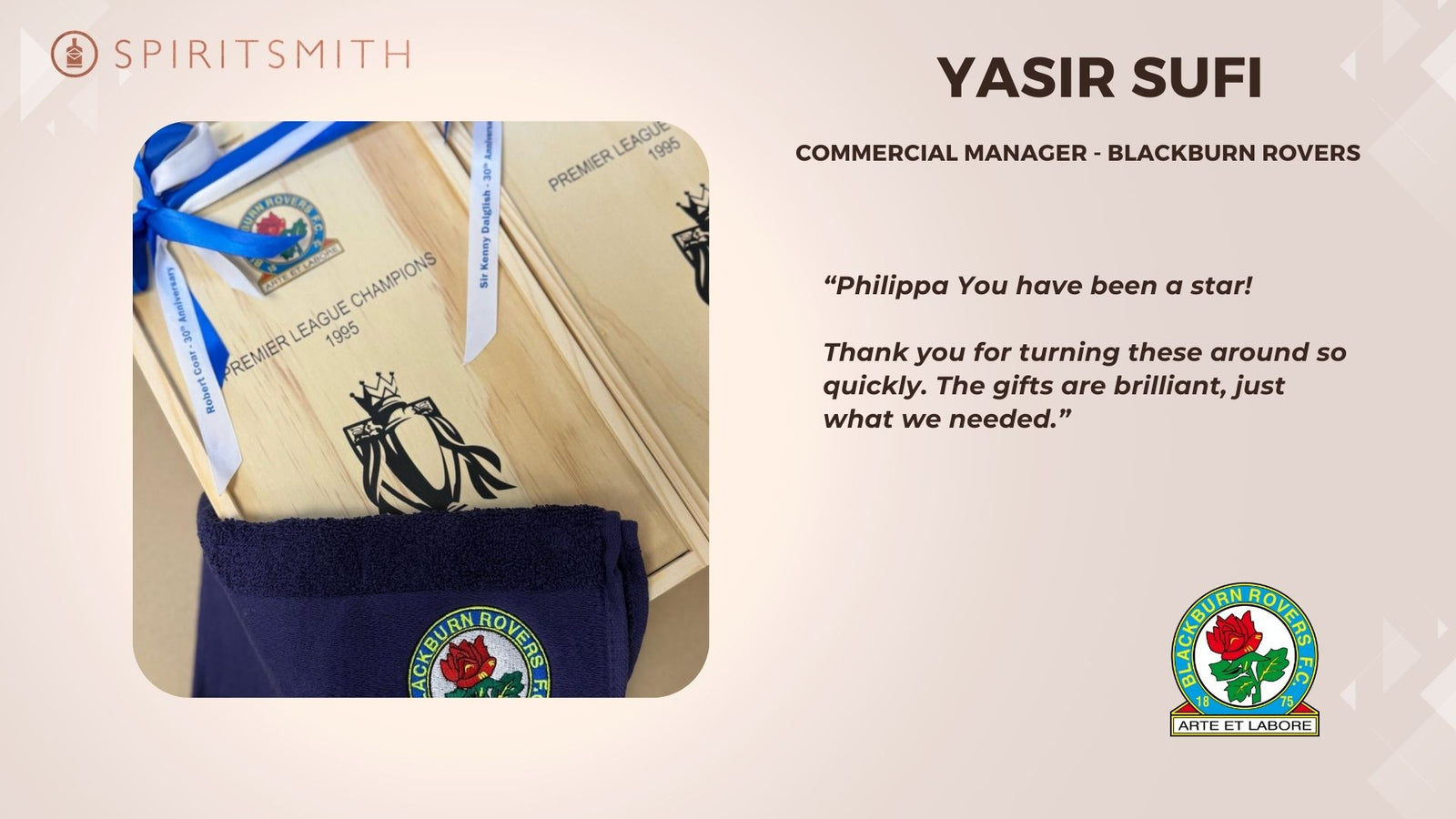 Blackburn Rovers Personalised Gift Testimonial