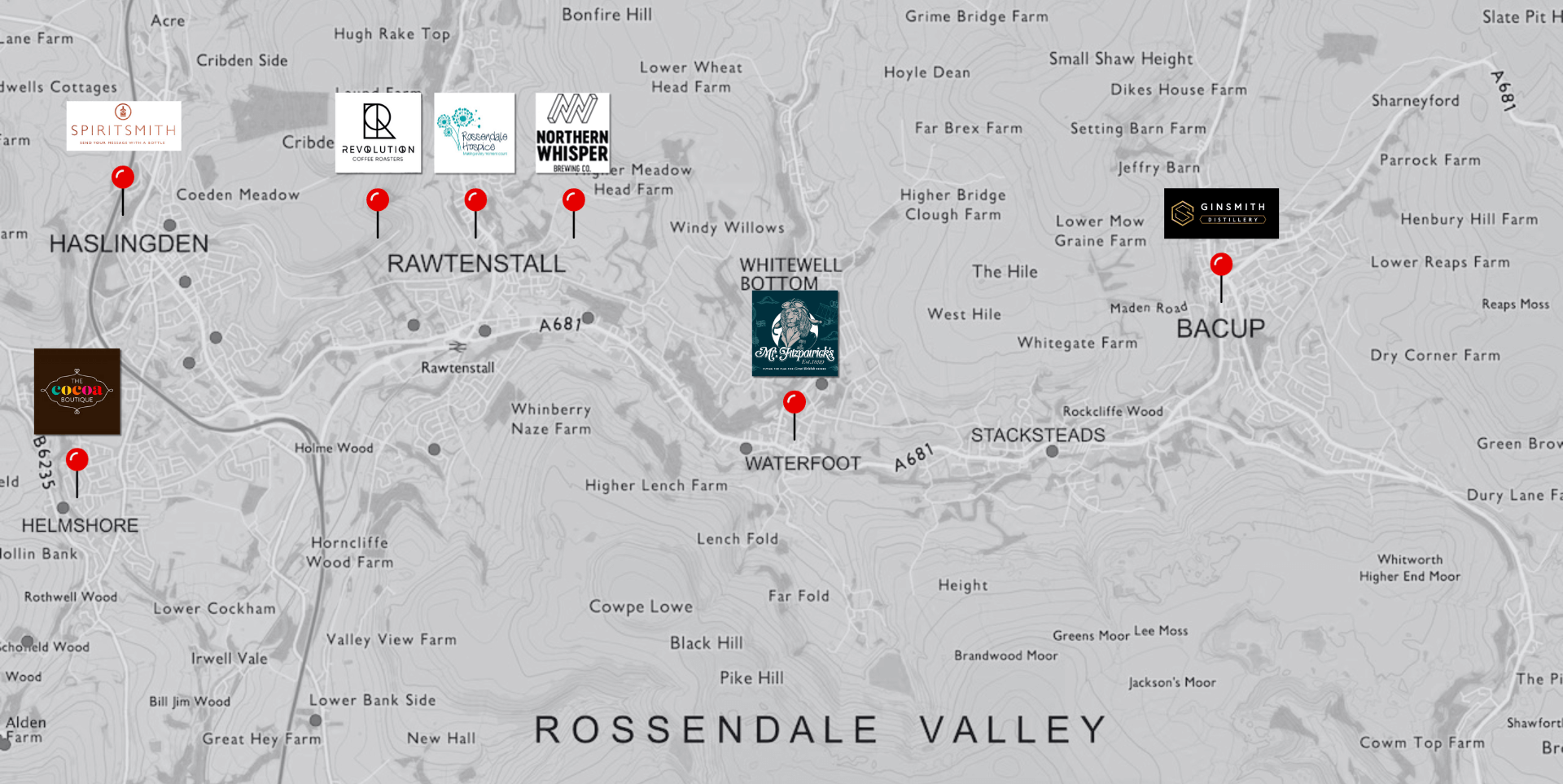 Where you will find all the producers in Rossendale - map of locations