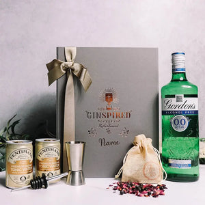 Personalised Gordons Alcohol Free Gin Gift Set in Luxury Engraved Gift Box