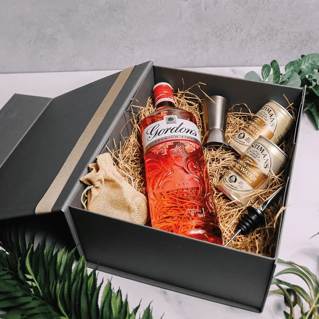 Personalised Gordons Gin Gift Set in Luxury Engraved Gift Box