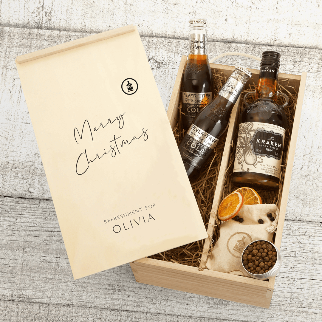 Kraken Rum Gift Set Personalised with Merry Christmas