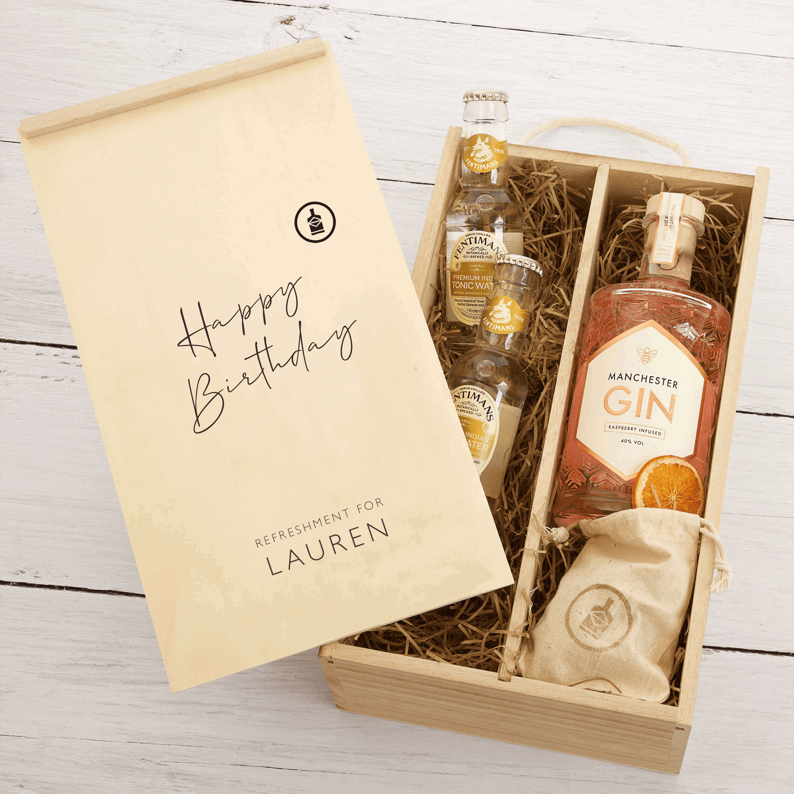 Personalised Raspberry Infused Manchester Gin Gift Set