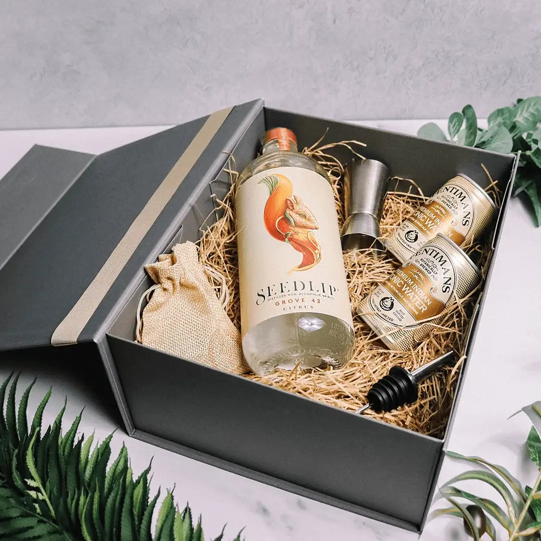 Personalised Seedlip Grove 42 Alcohol Free Gin Gift Set in Luxury Engraved Gift Box